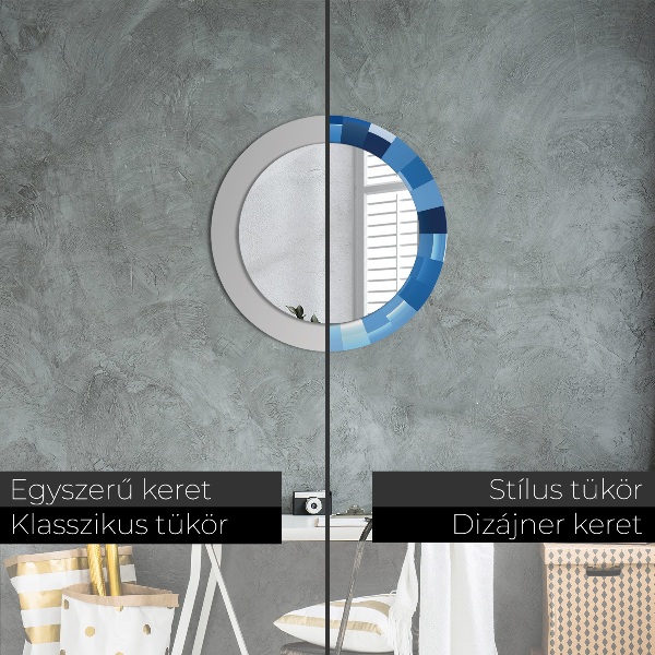 Round wall mirror design Blue abstract