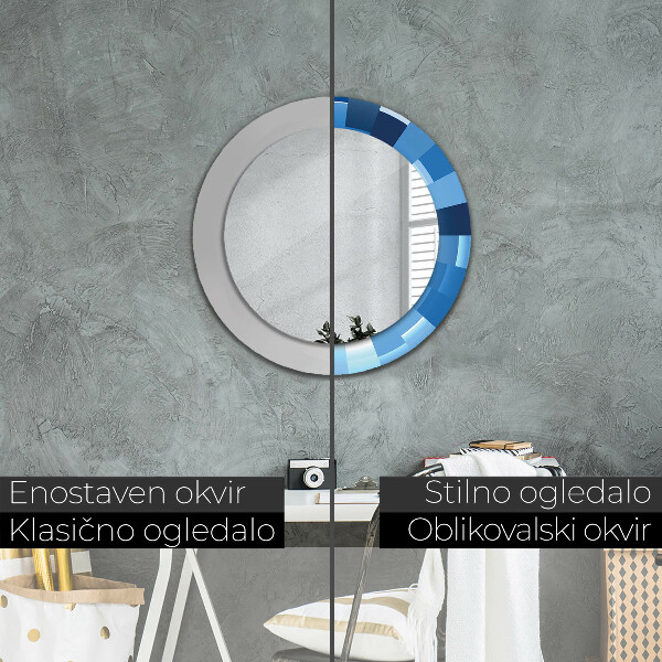 Round wall mirror design Blue abstract