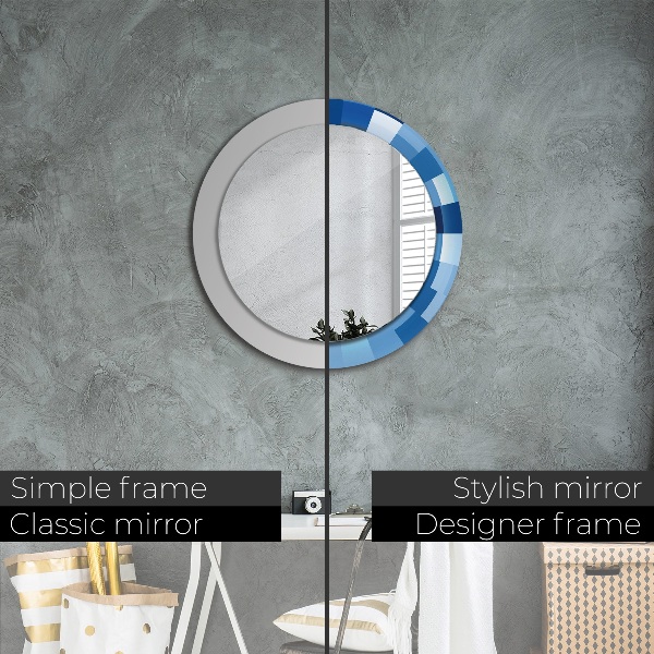 Round wall mirror design Blue abstract