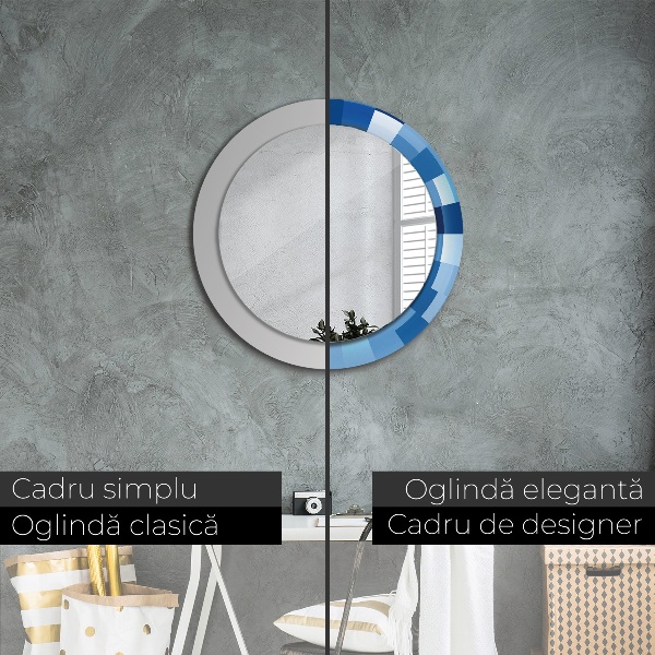 Round wall mirror design Blue abstract