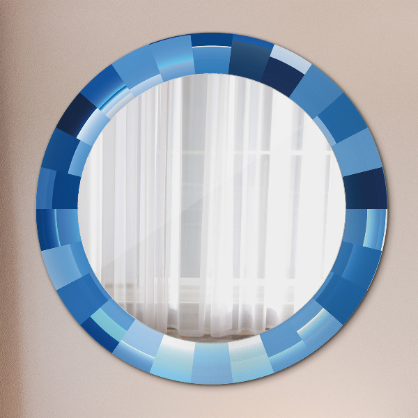 Round wall mirror design Blue abstract