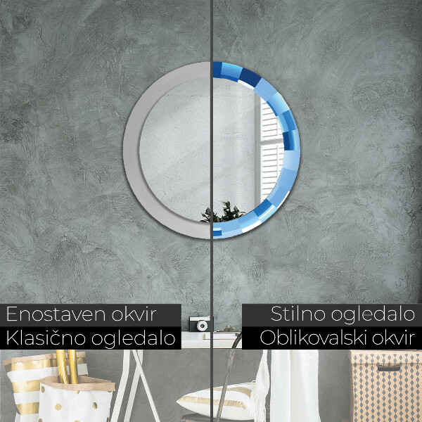 Round wall mirror design Blue abstract