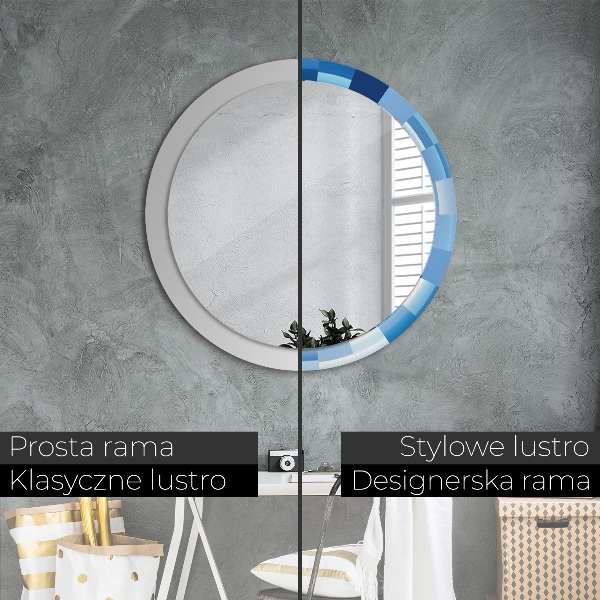 Round wall mirror design Blue abstract