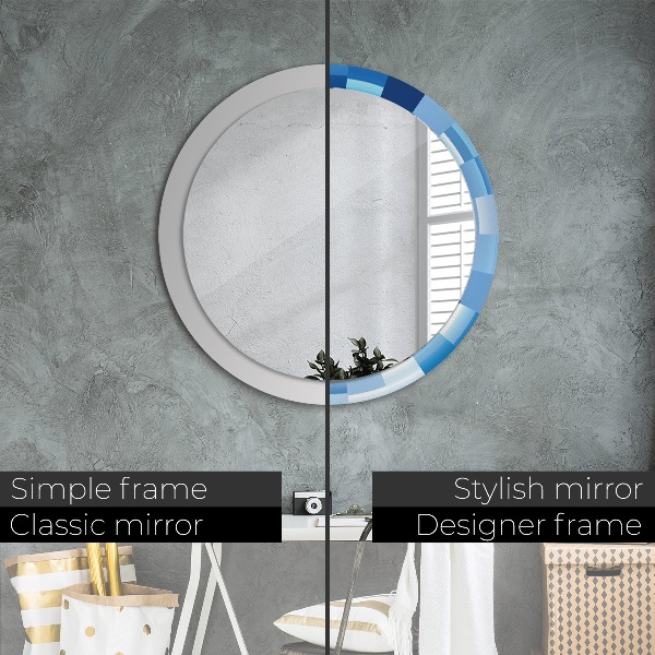 Round wall mirror design Blue abstract