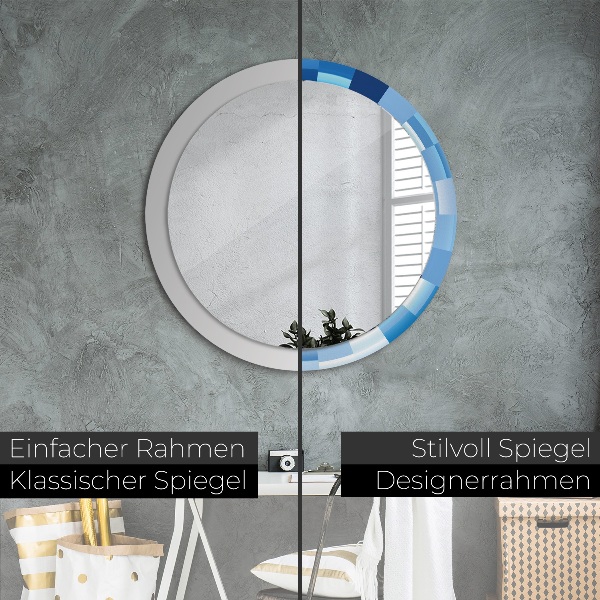 Round wall mirror design Blue abstract