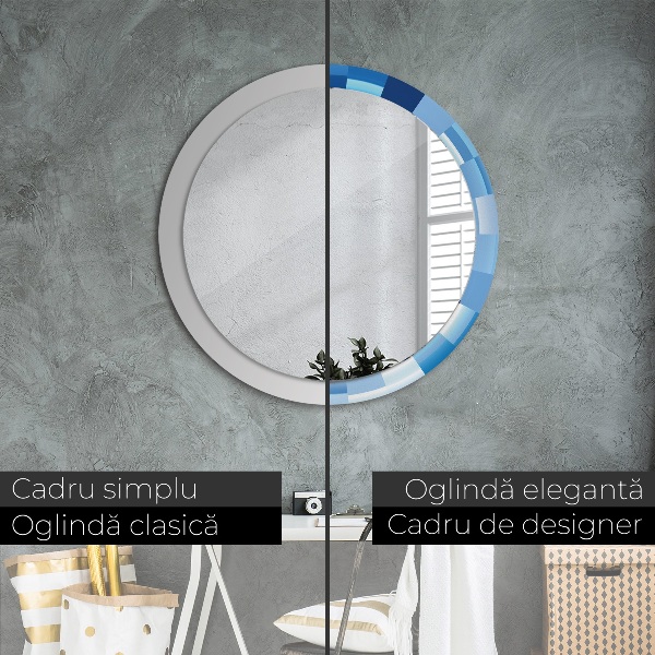 Round wall mirror design Blue abstract