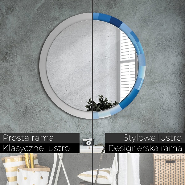 Round wall mirror design Blue abstract