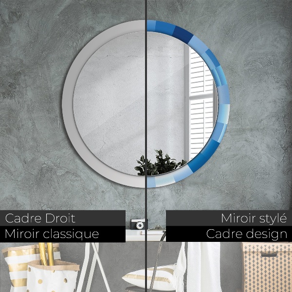 Round wall mirror design Blue abstract