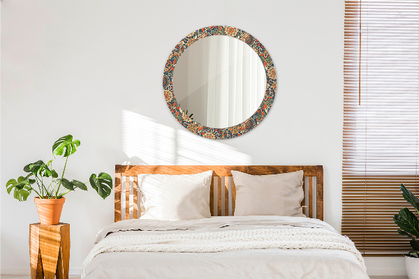 Round mirror frame with print Flower year illustration