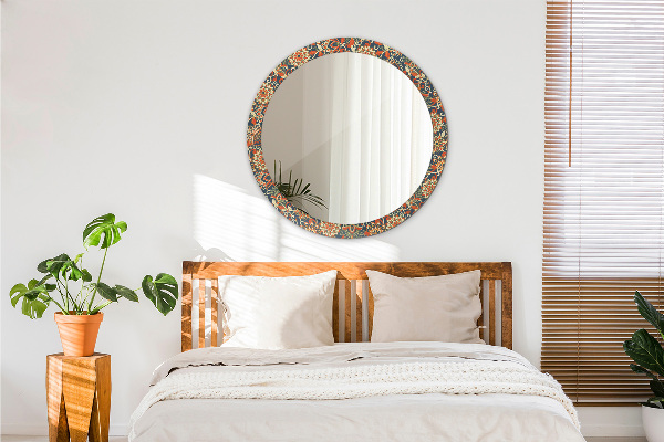Round mirror frame with print Flower year illustration