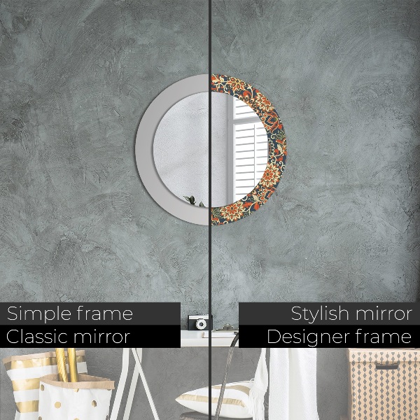 Round mirror frame with print Flower year illustration