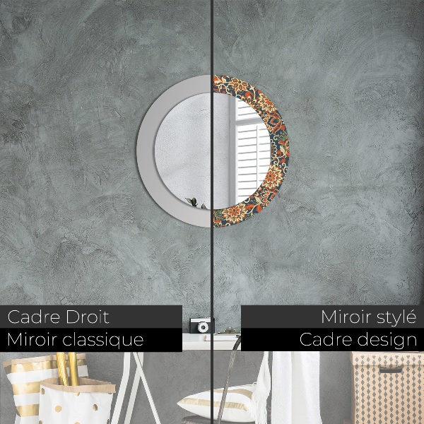 Round mirror frame with print Flower year illustration