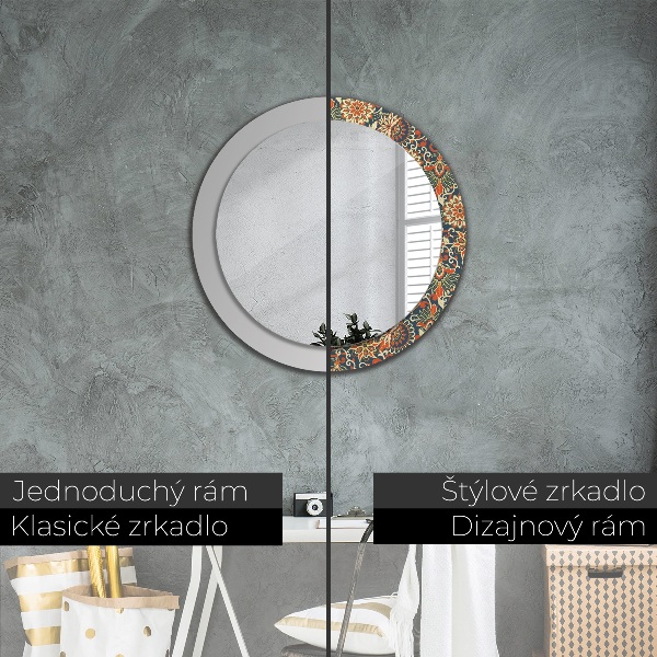 Round mirror frame with print Flower year illustration
