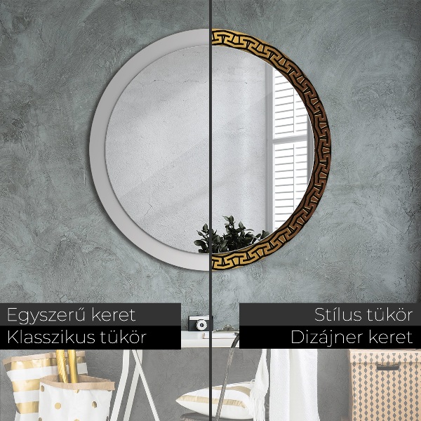 Round printed mirror Greek ornament