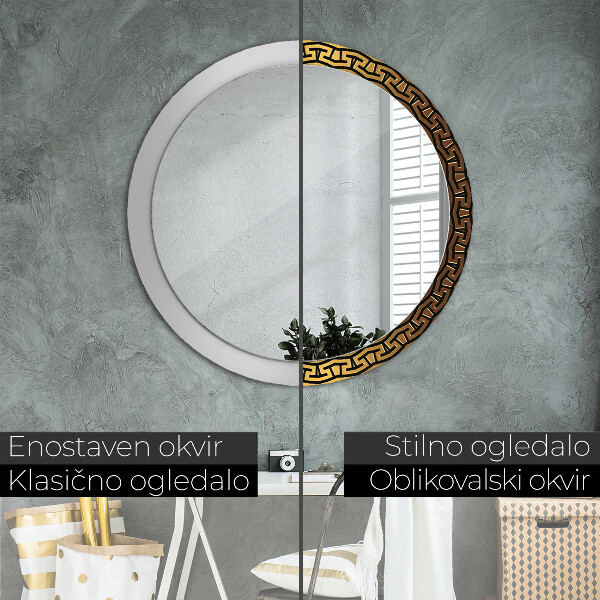 Round printed mirror Greek ornament