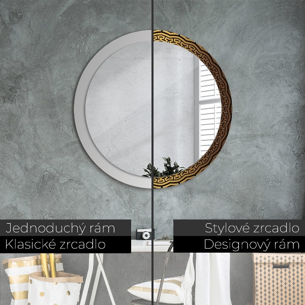 Round printed mirror Greek ornament