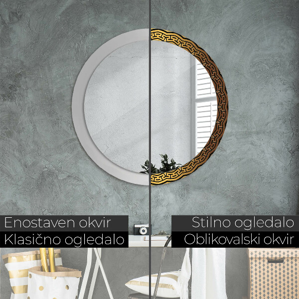 Round printed mirror Greek ornament