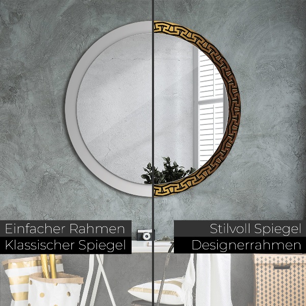 Round printed mirror Greek ornament