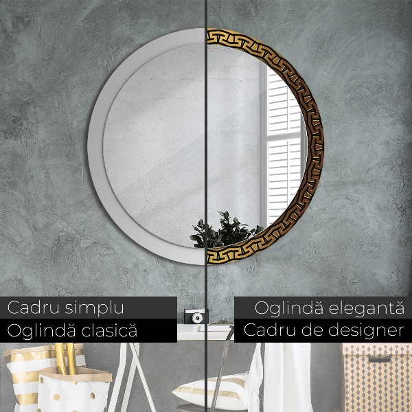 Round printed mirror Greek ornament