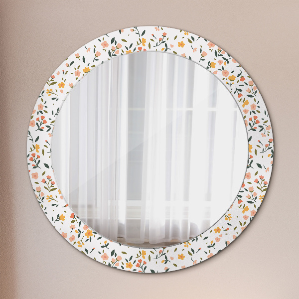 Round printed mirror Small sweet flowers