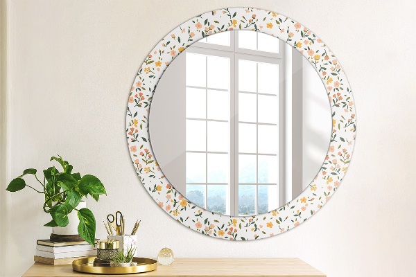 Round printed mirror Small sweet flowers