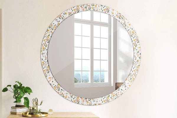 Round printed mirror Small sweet flowers