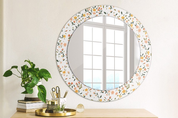 Round printed mirror Small sweet flowers