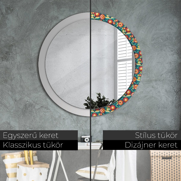Round printed mirror Geometric fruit and leaves