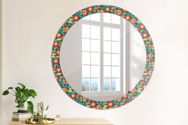 Round printed mirror Geometric fruit and leaves