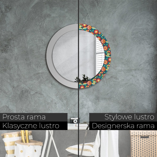 Round printed mirror Geometric fruit and leaves