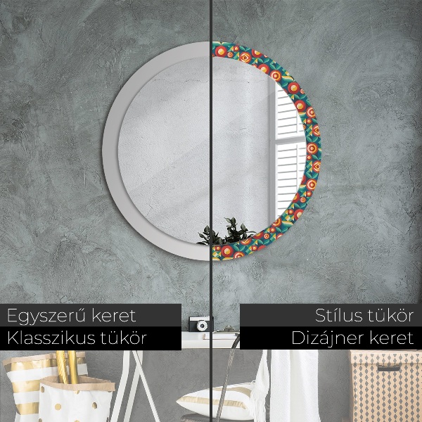 Round printed mirror Geometric fruit and leaves
