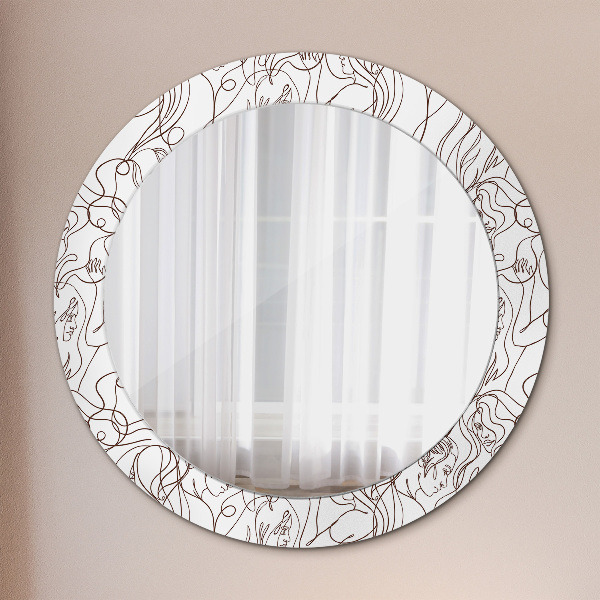 Round wall mirror decor Art lines