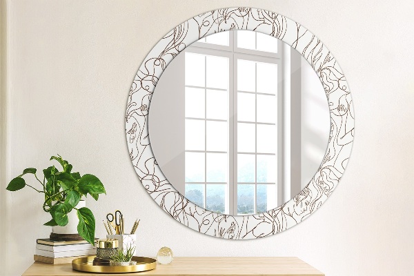 Round wall mirror decor Art lines