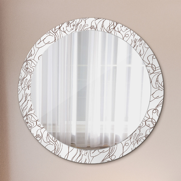 Round wall mirror decor Art lines