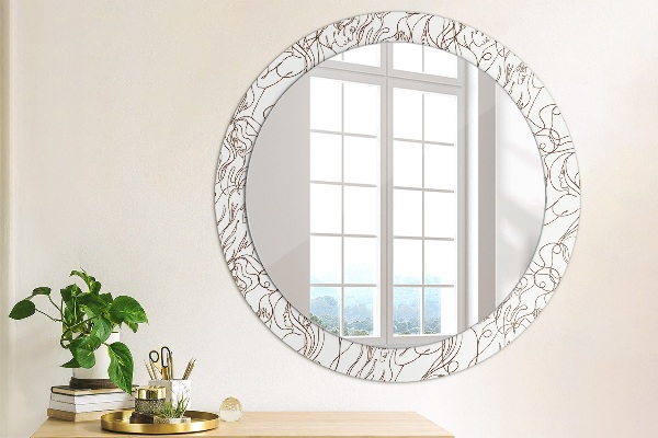 Round wall mirror decor Art lines
