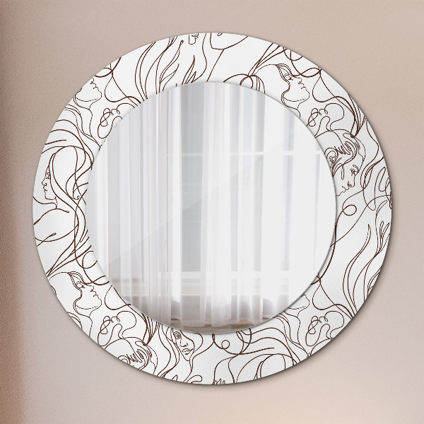 Round wall mirror decor Art lines