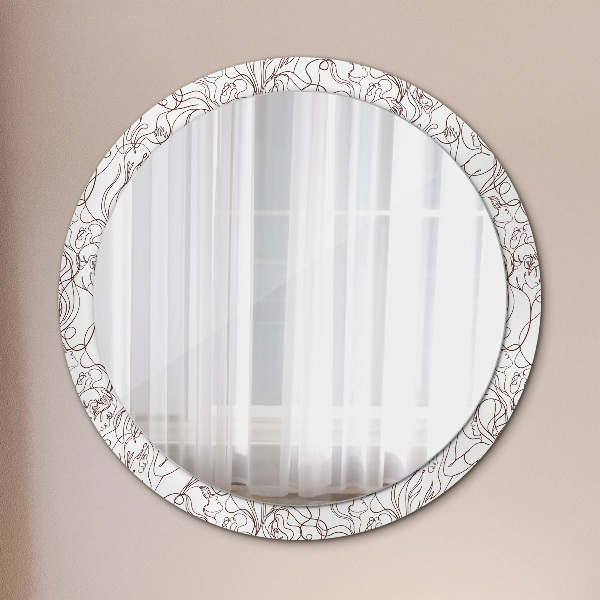 Round wall mirror decor Art lines
