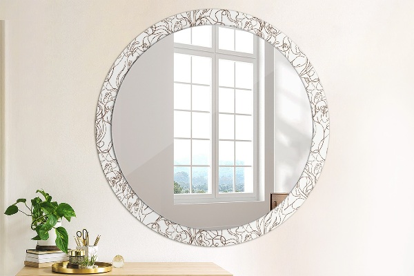 Round wall mirror decor Art lines