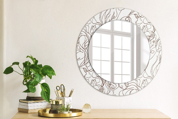 Round wall mirror decor Art lines