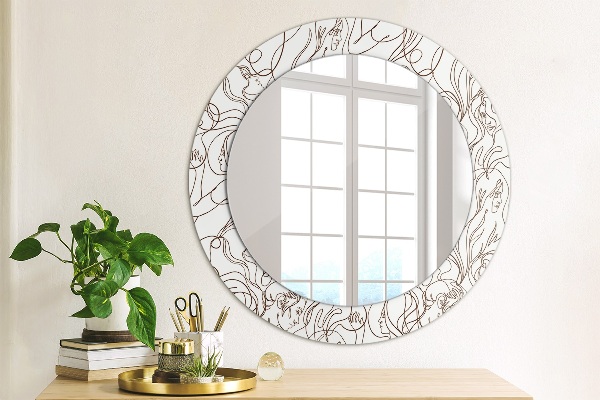 Round wall mirror decor Art lines