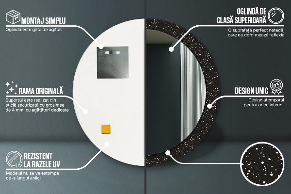 Round wall mirror decor Chaotic dots