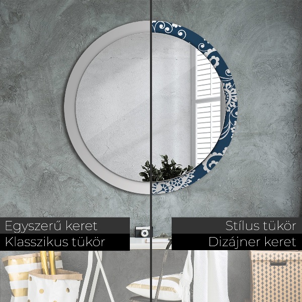 Round decorative mirror Paisley composition