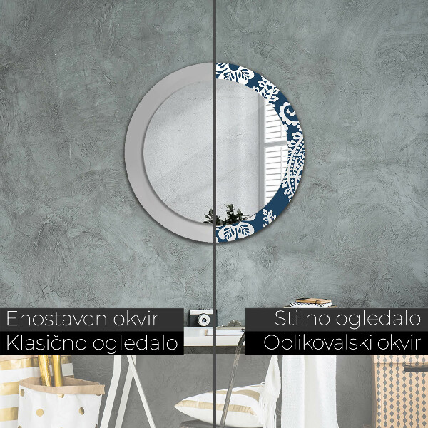 Round decorative mirror Paisley composition
