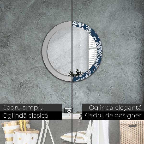 Round decorative mirror Paisley composition