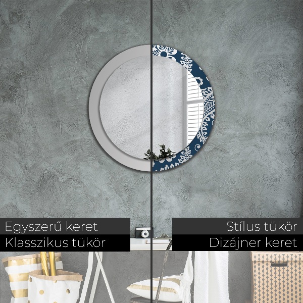 Round decorative mirror Paisley composition