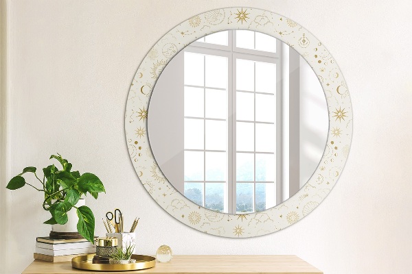 Round mirror frame with print Mystical esoteric pattern