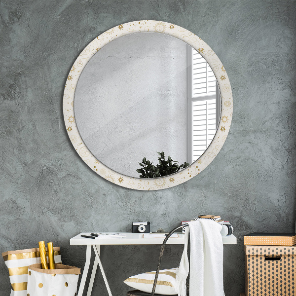 Round mirror frame with print Mystical esoteric pattern