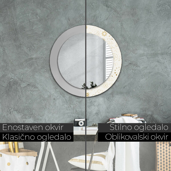 Round mirror frame with print Mystical esoteric pattern