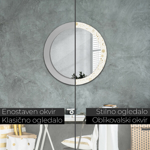 Round mirror frame with print Mystical esoteric pattern