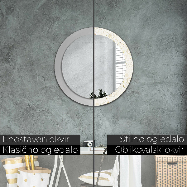 Round mirror frame with print Mystical esoteric pattern